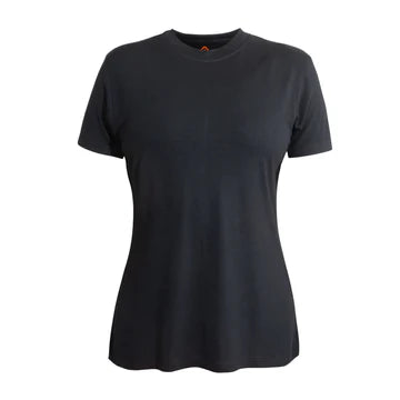black T-shirt Round Neck Women's
